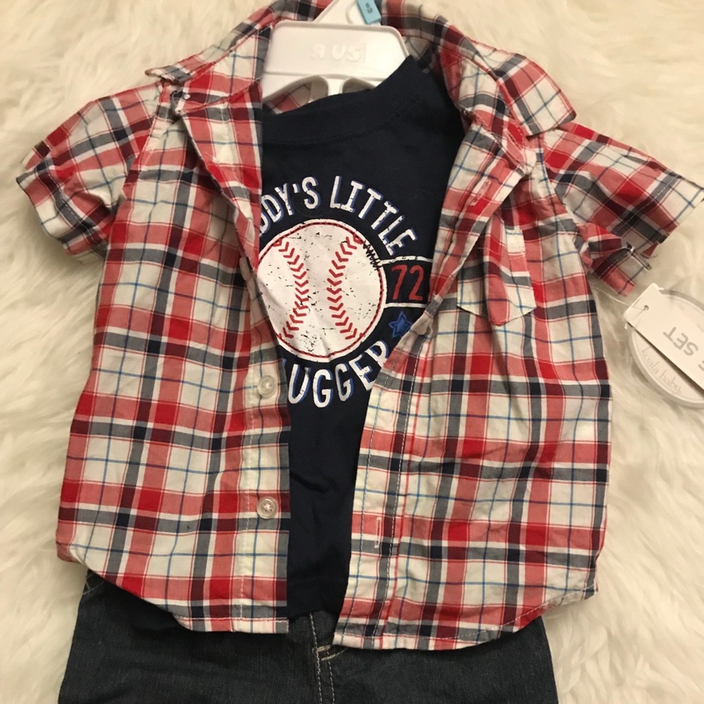 New! Koala baby summer plaid baby boy set baseball